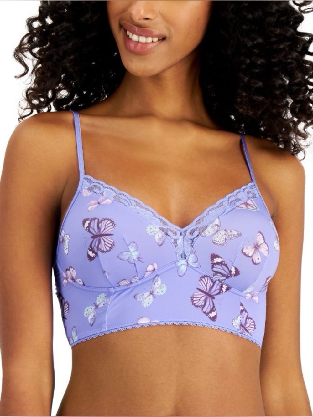 International Concepts Wireless Bralette Women’s Size S Purple Butterflies Lace
